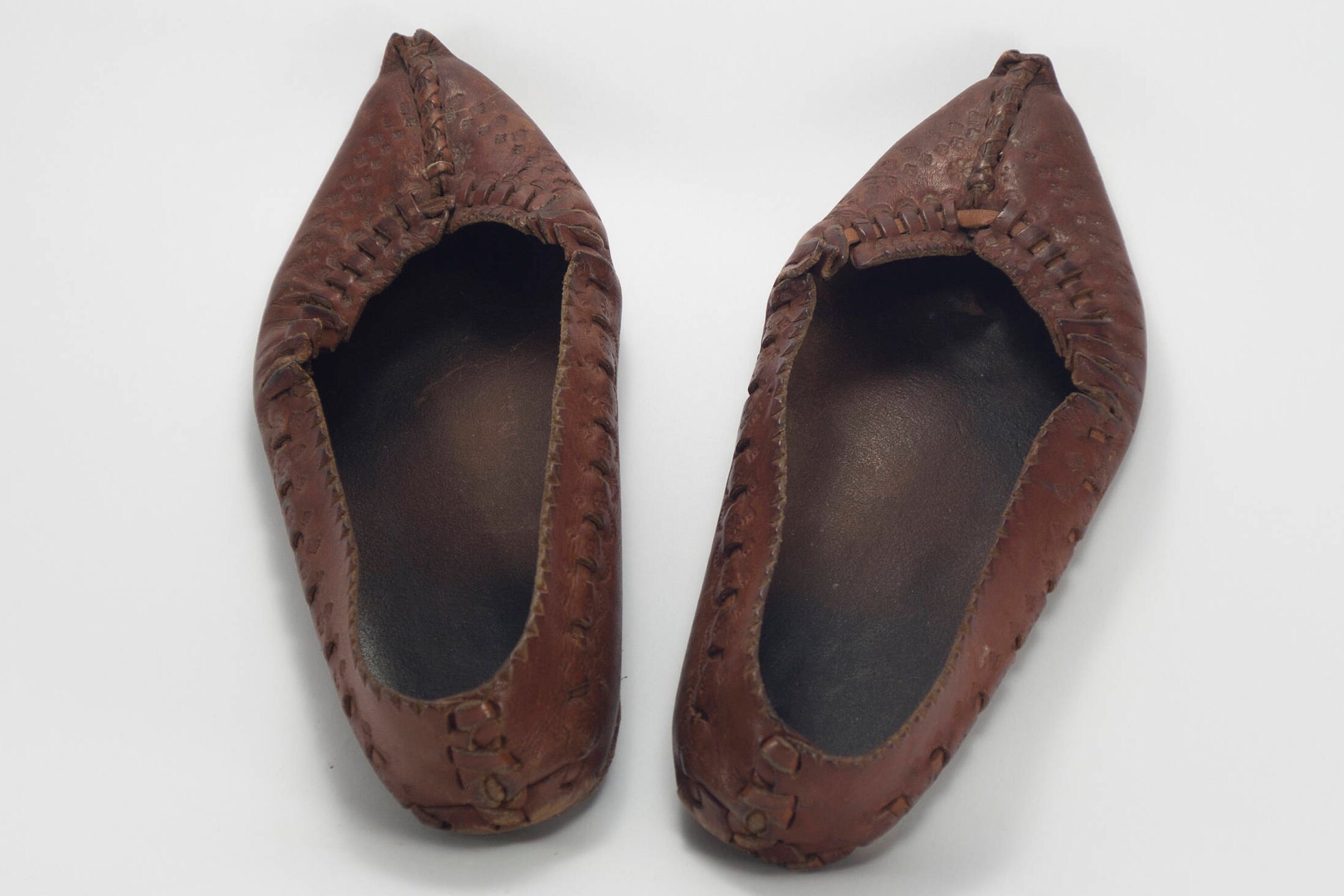 Traditional Romania foot wear, Balkan handmade leather