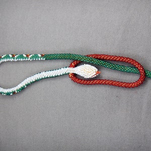 antique beadwork snake collectable necklace, greek antique beadwork snake necklace, Ottoman prisoners beadwork snake, beaded necklace snake image 9