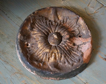 antique ceiling ceramic floral plate rosette, architectural salvage