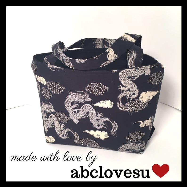 Mini Tote Bag Japanese Dragon material