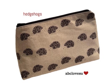 Hedgehog make up bag. An abclovesu make up bag.