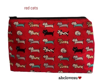 Red Cats make up bag. An abclovesu make up bag.