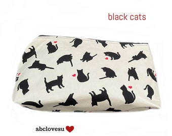 Make up bag. Black cats. An abclovesu make up bag.