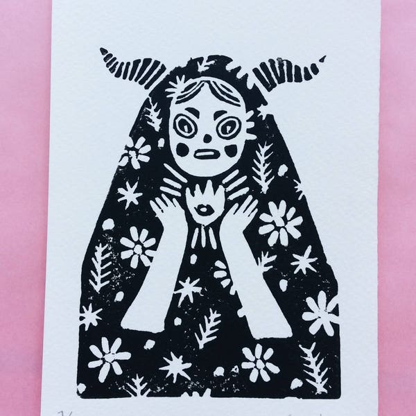 Garden Spirit - Linocut