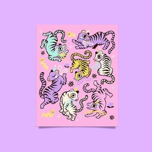 Pastel Tigers - Print