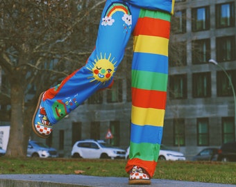 【SATIIIZ】Clown Patch Cotton Wide Work Pants Artist Pants - Etsy