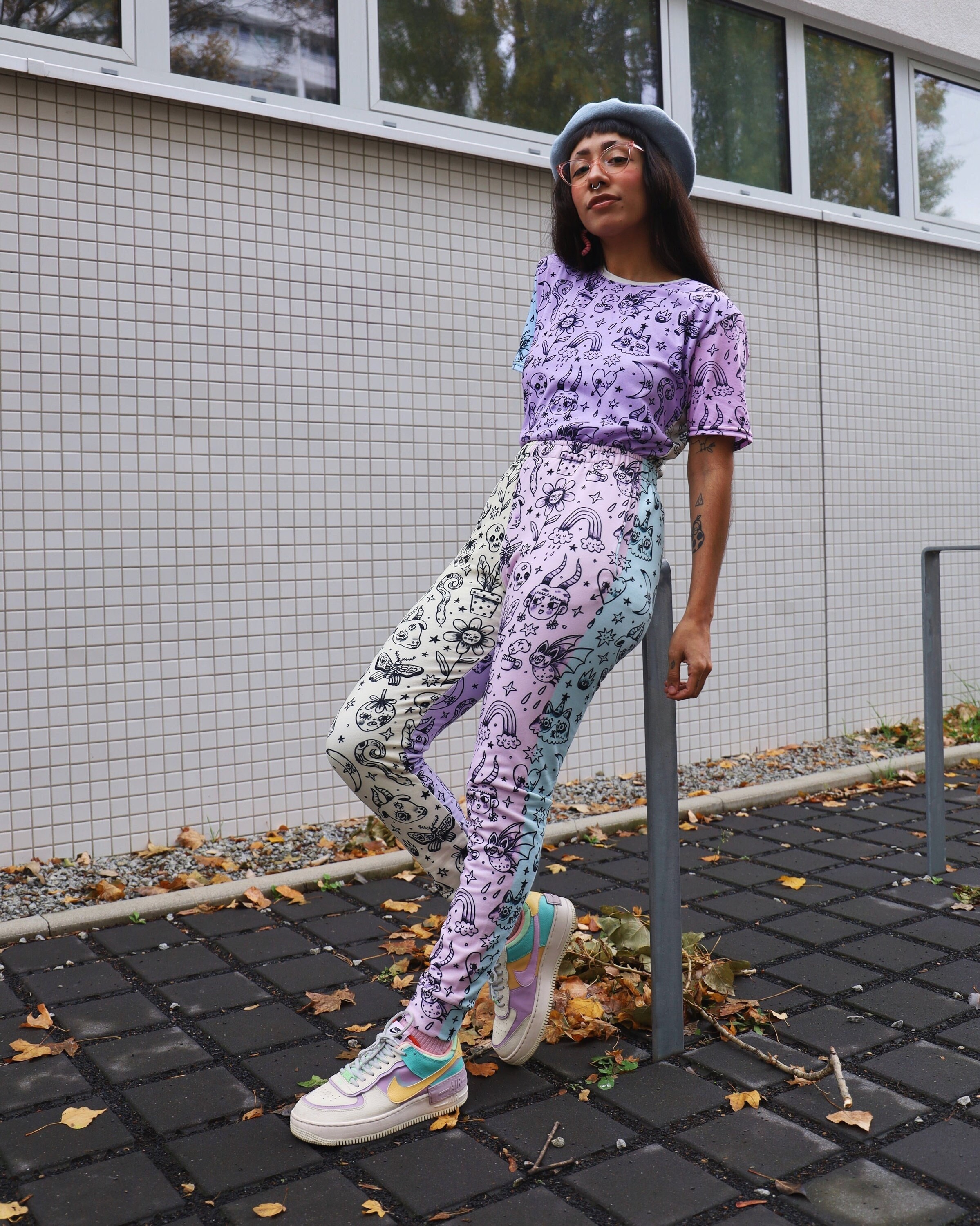 Purple Solid High Waist Straight Cargo Pants - Kawaii Fashion Shop | Cute  Asian Japanese Harajuku Cute Kawaii Fashion Clothing