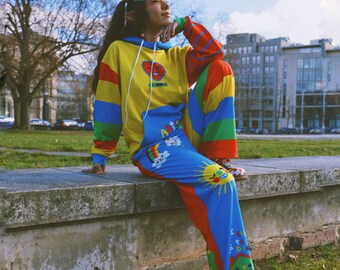 【SATIIIZ】Clown Patch Cotton Wide Work Pants Artist Pants - Etsy