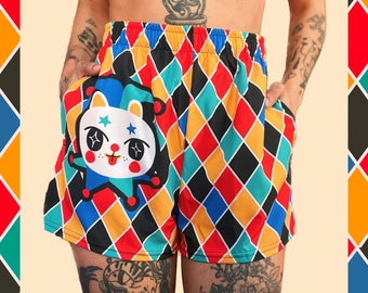 Harlequin Cat Short Shorts