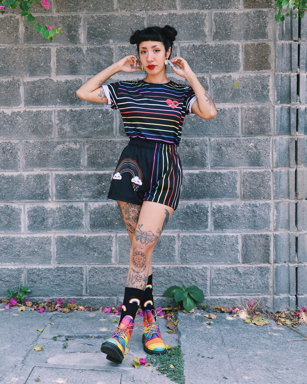 Rainbow Short But Hard And Heavy 五人囃子 Rainbow Pajamas Mens X-Large 40-42 Striped Lounge Shorts
