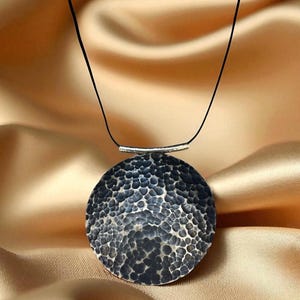 Handmade 925 Sterling Silver Hammered Disc Pendant Necklace