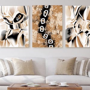 Earth Tones PRINTABLE Wall Art Black Brown Beige Abstract Painting Gallery Wall Art Set of 3 Large 24x36 Modern Abstract Artwork Neutral Art