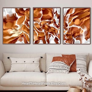Rust Abstract Posters Set of 3 Large 24x36 Abstract Burnt Orange Painting PRINTABLE Wall Art Modern Contemporary Brush Stroke Canvas Artwork