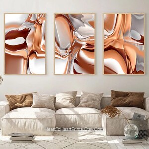Terracotta Abstract Painting Canvas Set of 3 DIGITAL Download Canvas Abstract Burnt Orange Contemporary PRINTABLE Artwork Modern Abstract