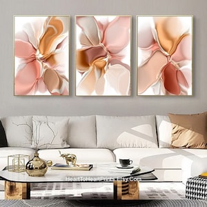Orange Minimalist Painting DOWNLOAD Art Terracotta Pastel Painting Canvas Printable Wall Art Set of 3 Pieces Modern Abstract Minimal Artwork