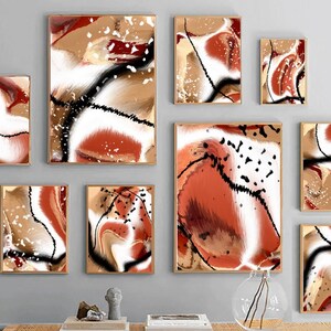 Abstract Painting Set of 2 Prints Mustard Yellow Gray Wall Art Abstract ...
