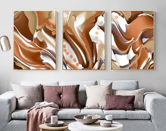 Earth Tone Abstract Painting Large 24x36 Wall Art Brown Beige Neutral Abstract Canvas PRINTABLE Painting Modern Living Room Boho Wall Decor