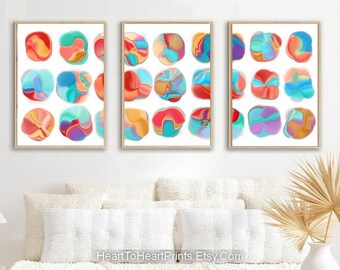 Colorful Abstract Painting PRINTABLE Wall Art Set of 3 Modern Bright Colors DIGITAL Download Abstract Minimalist Artwork Colorful Art Poster