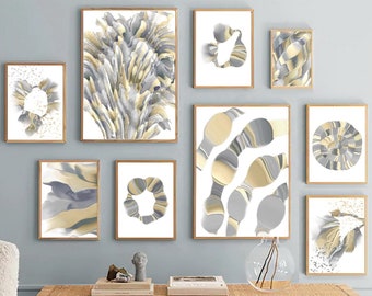 Beige Gray Abstract Set of 12 Posters Minimalist Artwork Neutral Abstract Painting PRINTABLE Art Pastel Contemporary Art Beige Modern Prints
