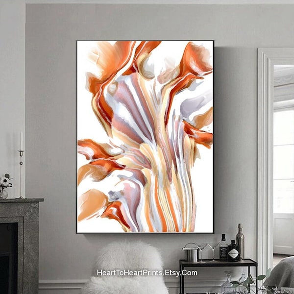 Large Orange Abstract Painting Modern Wall Art Abstract Downloadable Poster Pastel Abstract Canvas Wall Art Contemporary Abstract Art 24x36