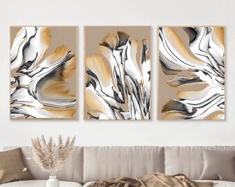 Neutral Minimalist Abstract PRINTABLE Set of 3 Posters Taupe Abstract Painting DIGITAL Download Contemporary Artwork Modern Large 24x36 inch