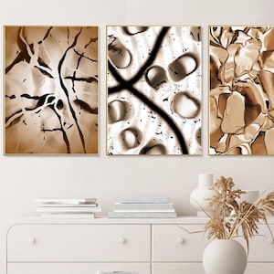 Black White Brown Abstract Posters Set of 3 Earth Tone Abstract Painting Canvas PRINTABLE Artwork Brown Minimal Art Neutral Modern Prints