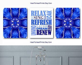 Blue Bathroom Decor Etsy