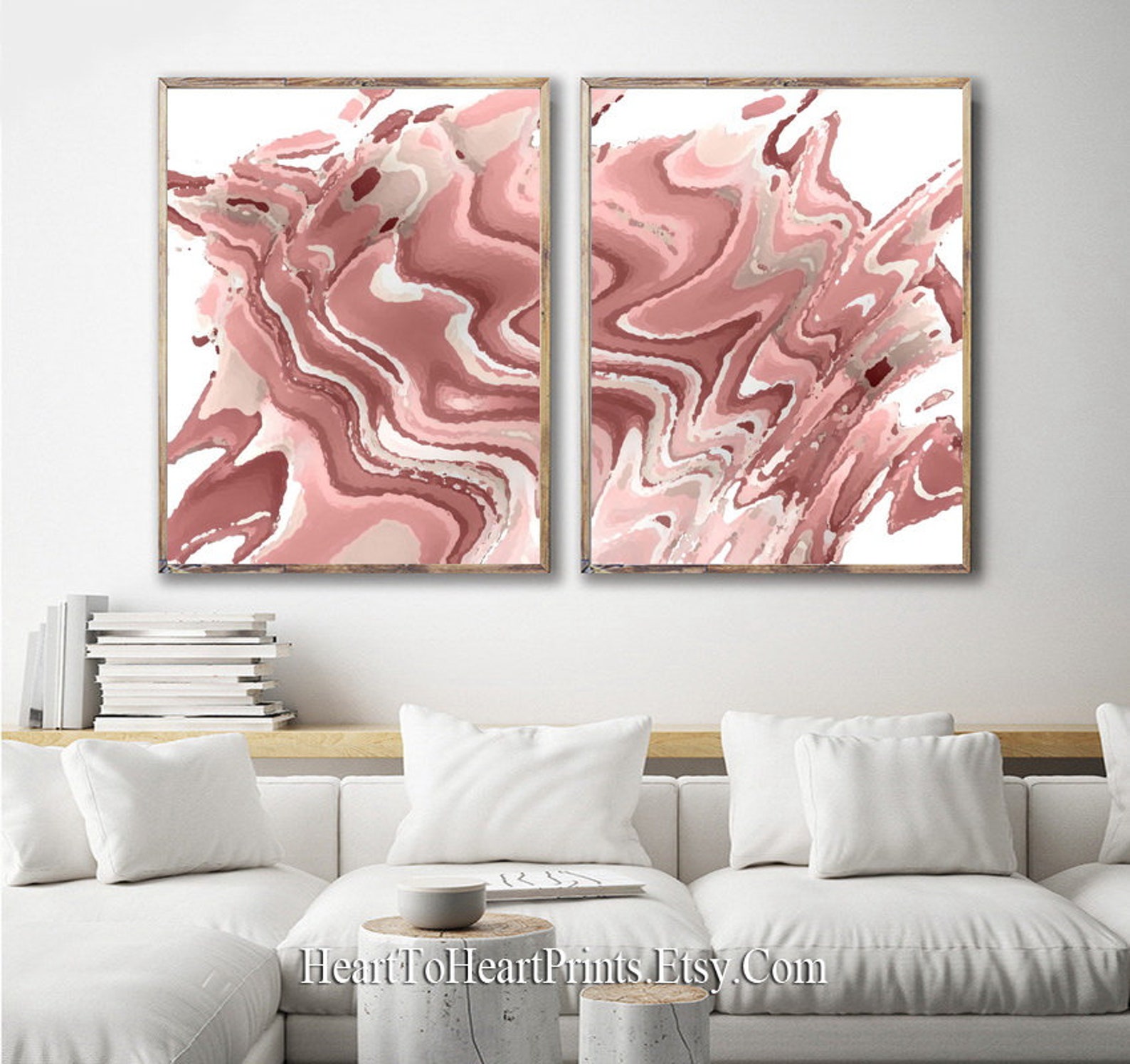 Blush Abstract Printable Wall Art Set of 2 Prints Blush Pink - Etsy