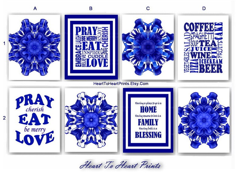 navy kitchen wall decor cobalt blue dining room wall art | etsy