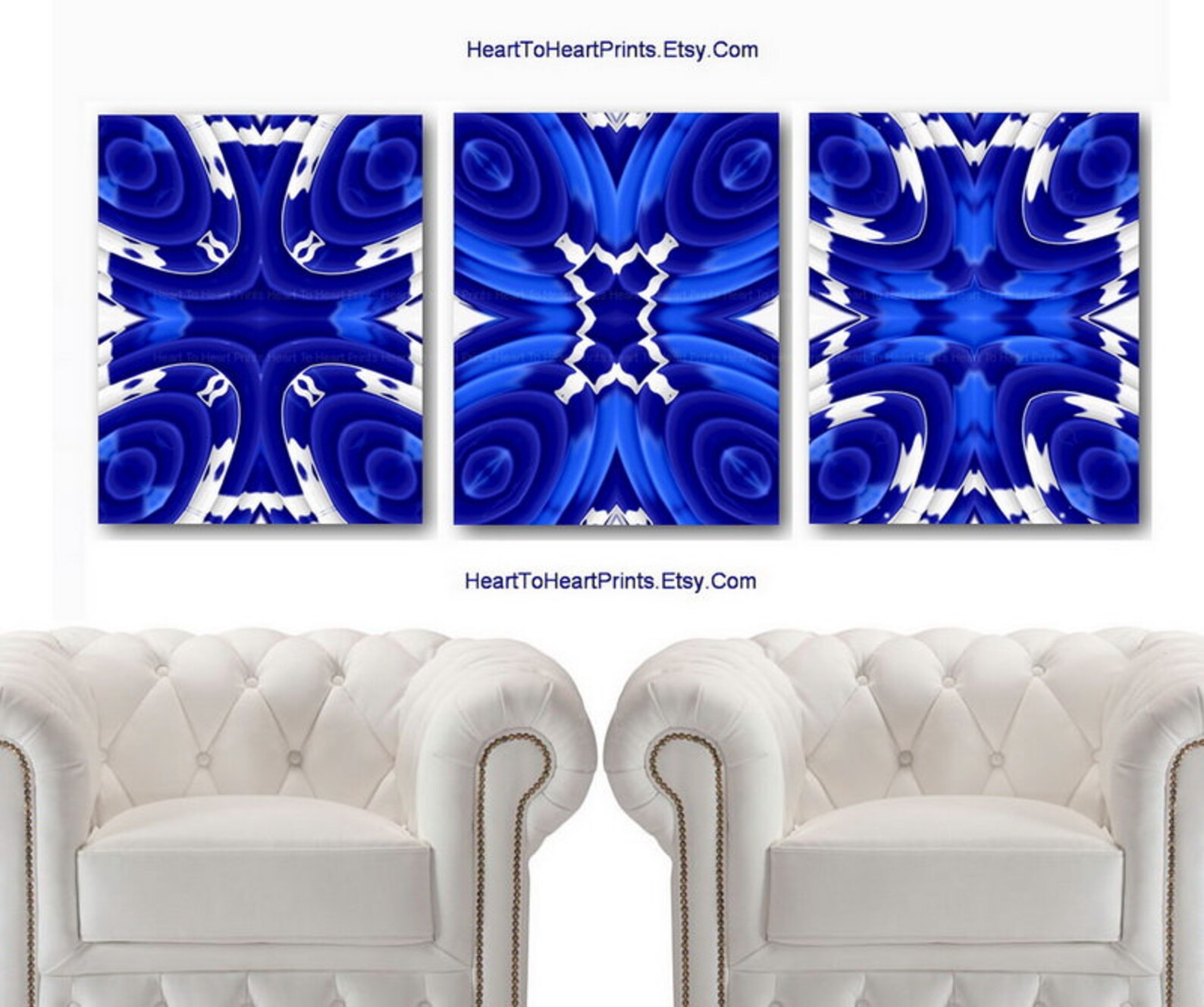 Abstract Blue Wall Art Set of 3 Prints Navy Abstract Printable Etsy