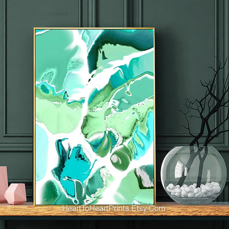 Large Green Abstract Painting Emerald Modern Wall Art Abstract Etsy