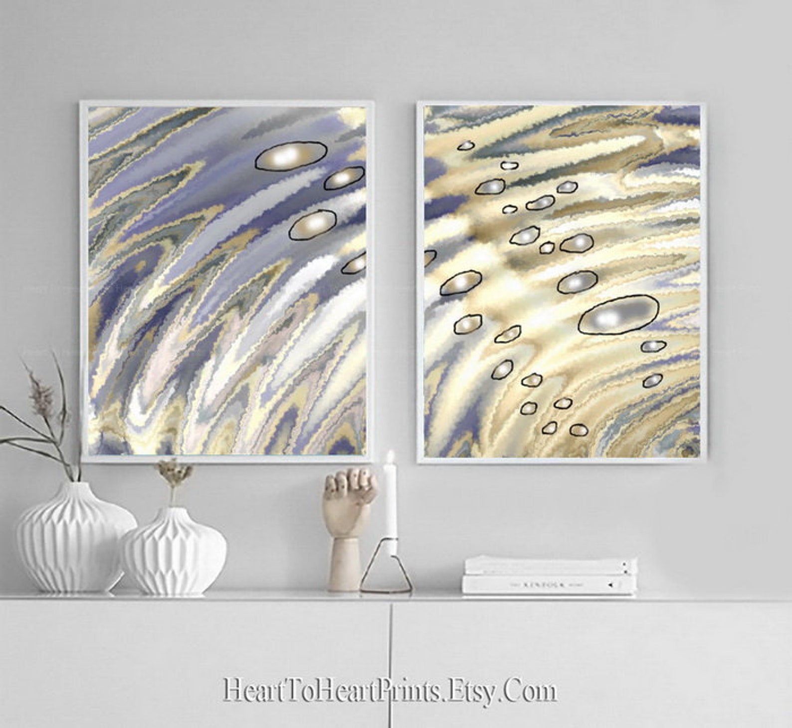 Gray Beige Abstract Painting Abstract Printable Wall Art Set Etsy