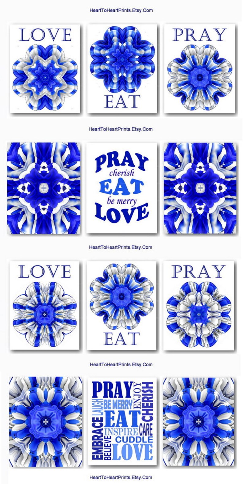 Royal Blue Kitchen Wall Art Set of 3 Prints Blue Kitchen Etsy