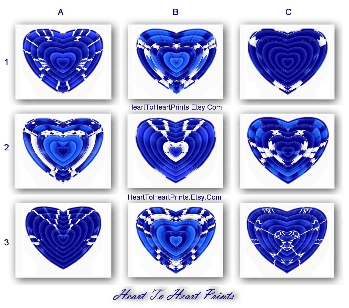 Navy Blue Wall Art Print Blue Heart Art Print Love Navy Cobalt Etsy
