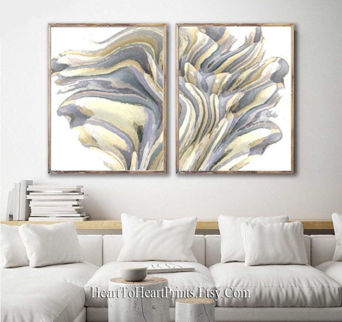 Gray Beige Abstract Painting Abstract Printable Wall Art Set Etsy