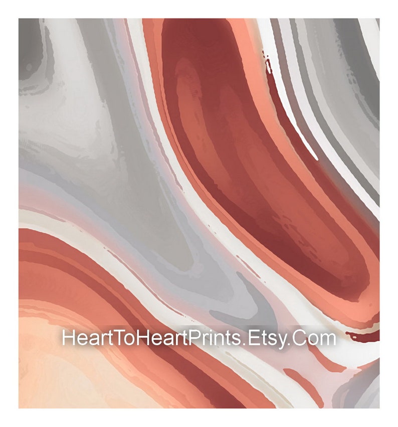 Set of 2 Prints Orange Gray Abstract Paining Wall Art Etsy