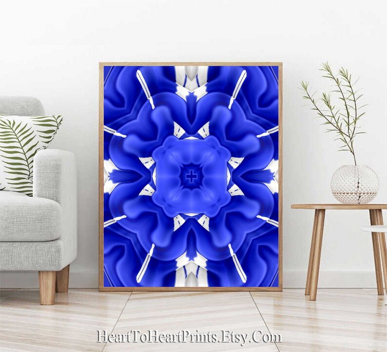 Royal Blue Wall Art Abstract Printable Art Set of 3 Prints Etsy