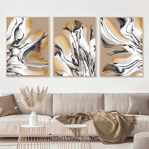 Neutral Minimalist Abstract PRINTABLE Set of 3 Posters Taupe - Etsy