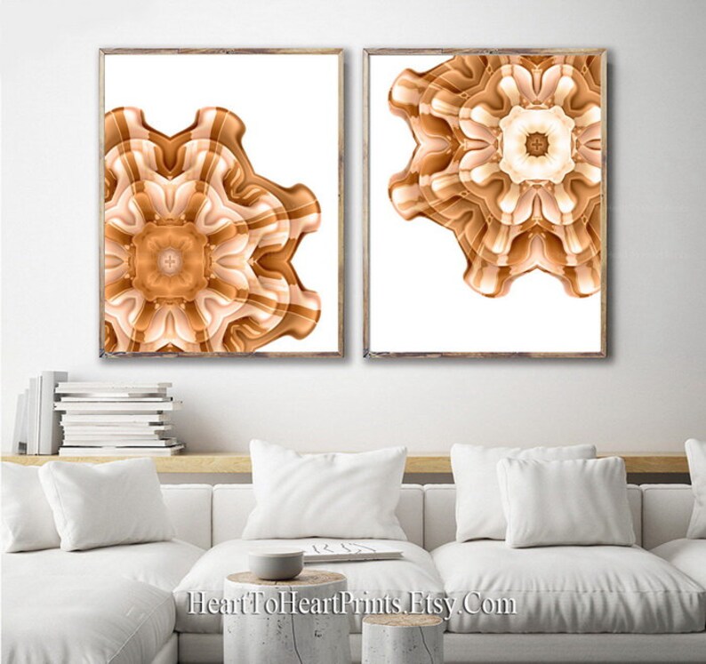 Brown Beige Wall Art Abstract Painting Set of 3 Prints Etsy