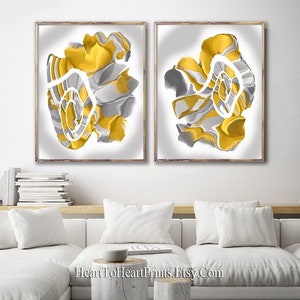 Abstract DOWNLOADABLE Prints Set of 2 Abstract Wall Art Mustard Yellow ...
