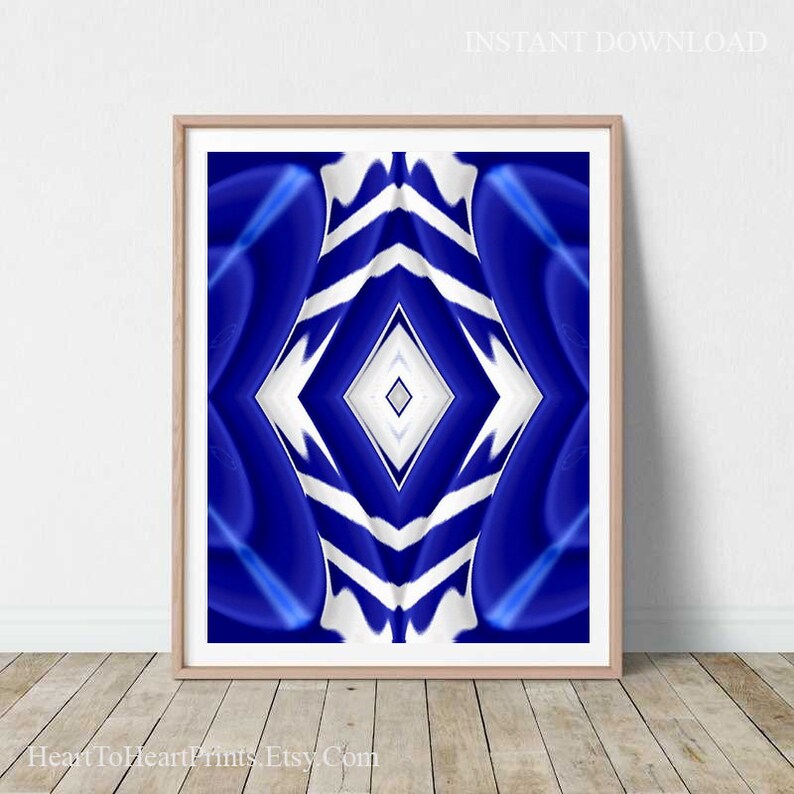 Blue Geometric Printable Wall Art Abstract Downloadable Print | Etsy