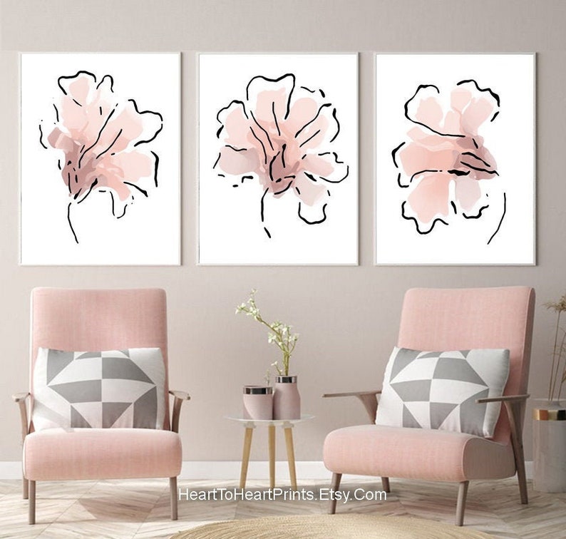 Pink Floral Line Art 2 Pcs Set - ACCS24