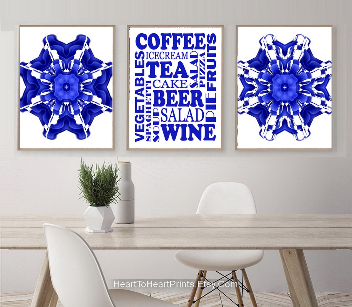 Blue Kitchen Wall Art Set of 12 PRINTABLE Royal Blue Dining Etsy