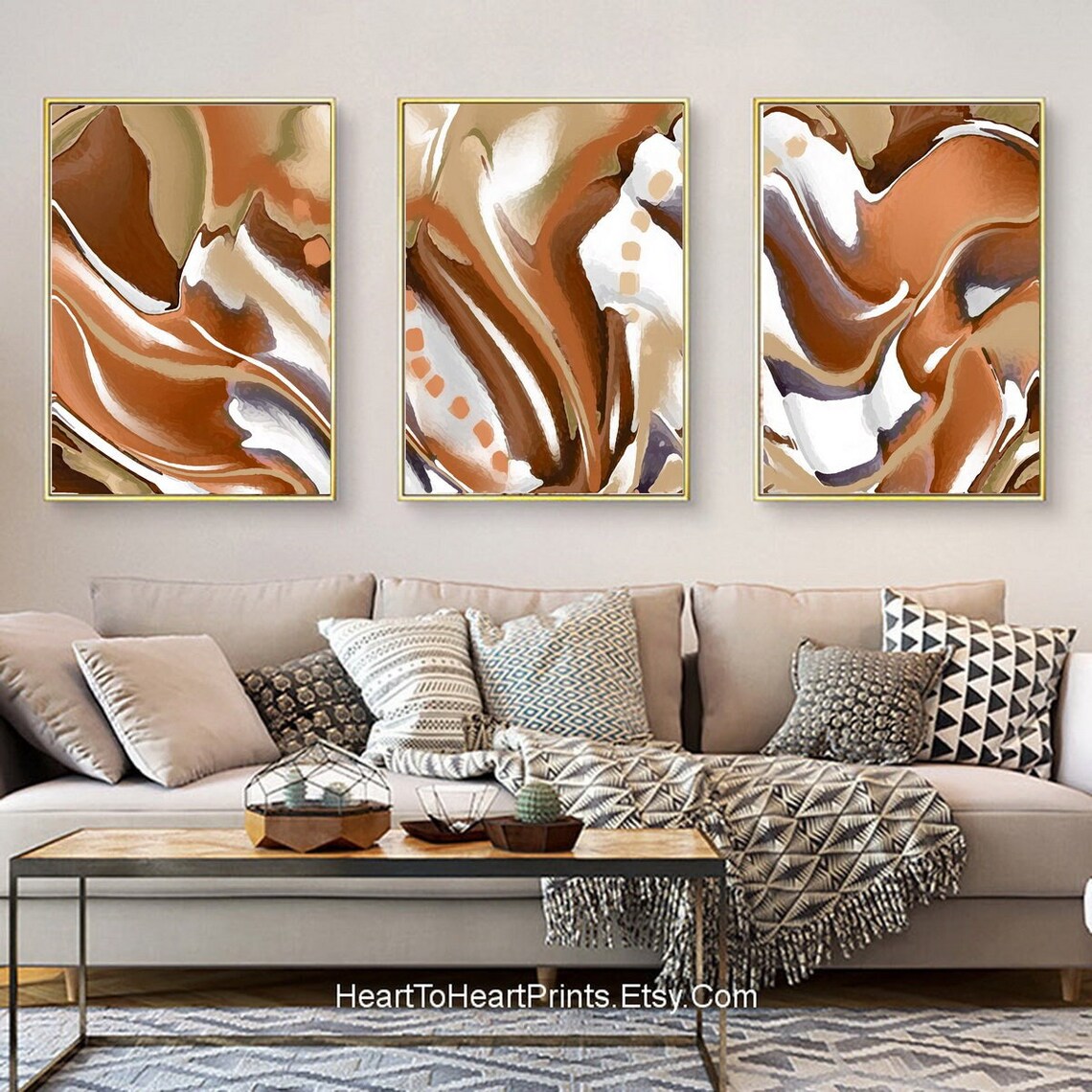 Earth Tone Abstract Painting Large 24x36 Wall Art Brown Beige Etsy