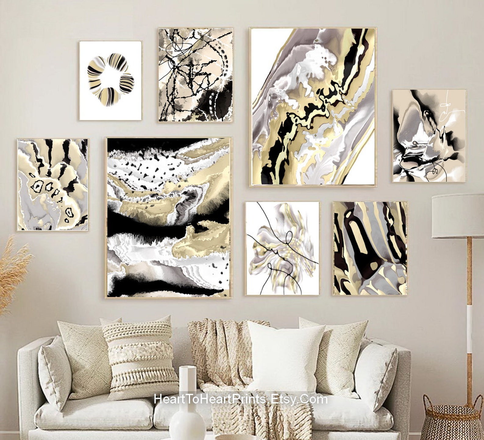 Black White Beige Abstract Set of 12 Posters DIGITAL DOWNLOAD Etsy