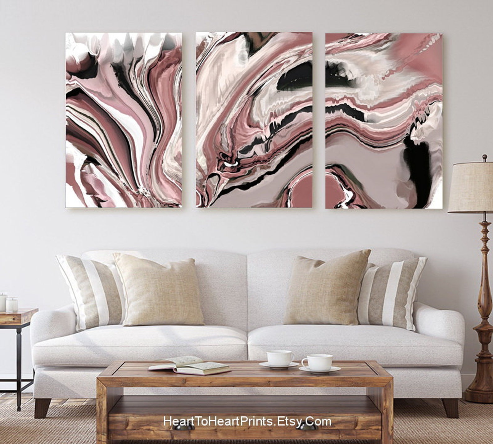 Neutral Abstract Set of 3 Posters Beige Black White Abstract Painting ...