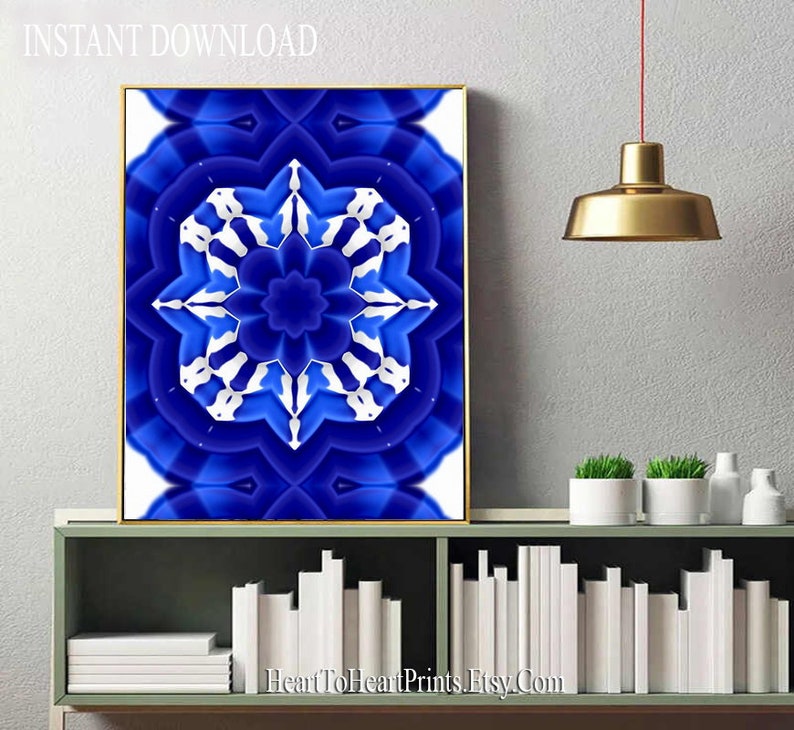 Blue Abstract Printable Wall Art Cobalt Blue Abstract Art Navy Etsy