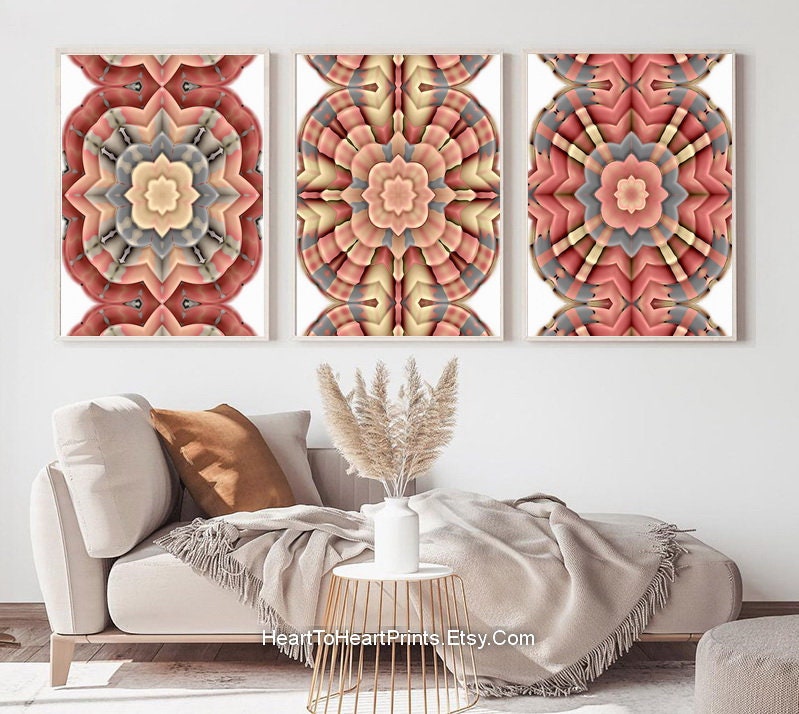 Moroccan Tiles Orange Gray Wall Art Square DIGITAL Printable Etsy