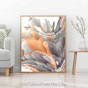 Gray Orange Abstract Painting Set of 2 Prints Printable Wall Art ...