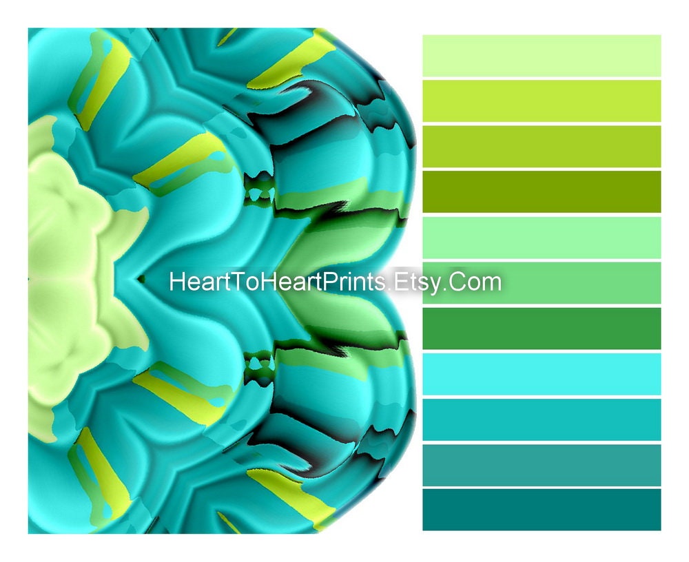 Green Kitchen Wall Art Set of 3 Prints Lime Green Teal Dining Etsy